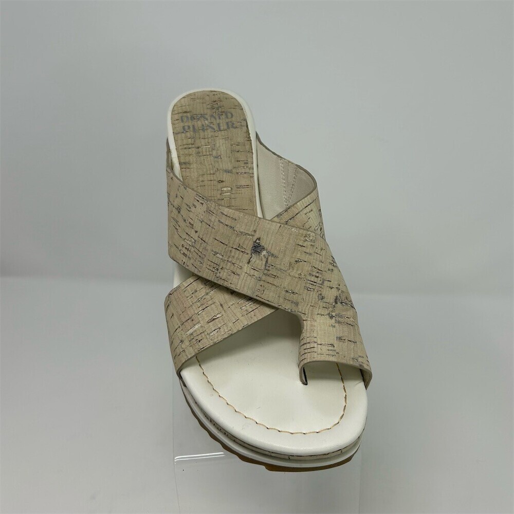 Donald J. Pliner Platform Wedge Slide Sandals Toe Loop Beige Cream Womens 10M - Picture 2 of 11
